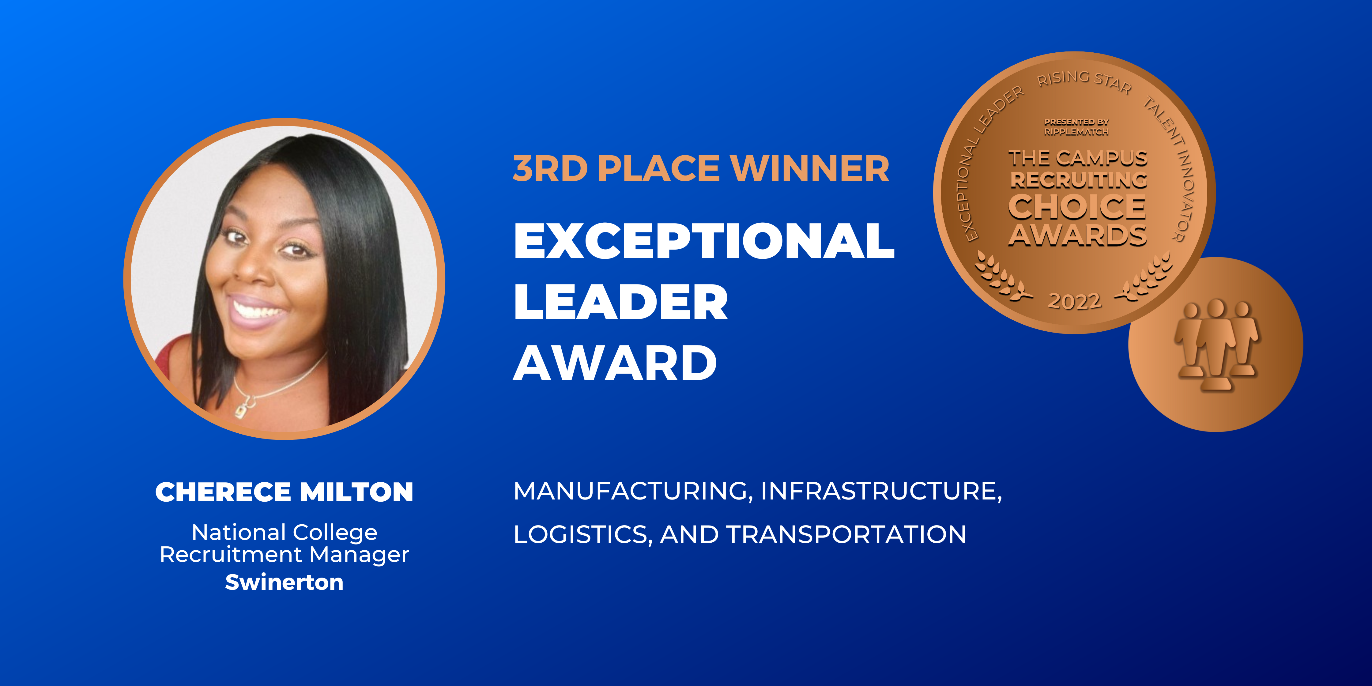 EXCEPTIONAL LEADER - 3rd place - Manufacturing, Infrastructure, Logistics, and Transportation - Cherece Milton