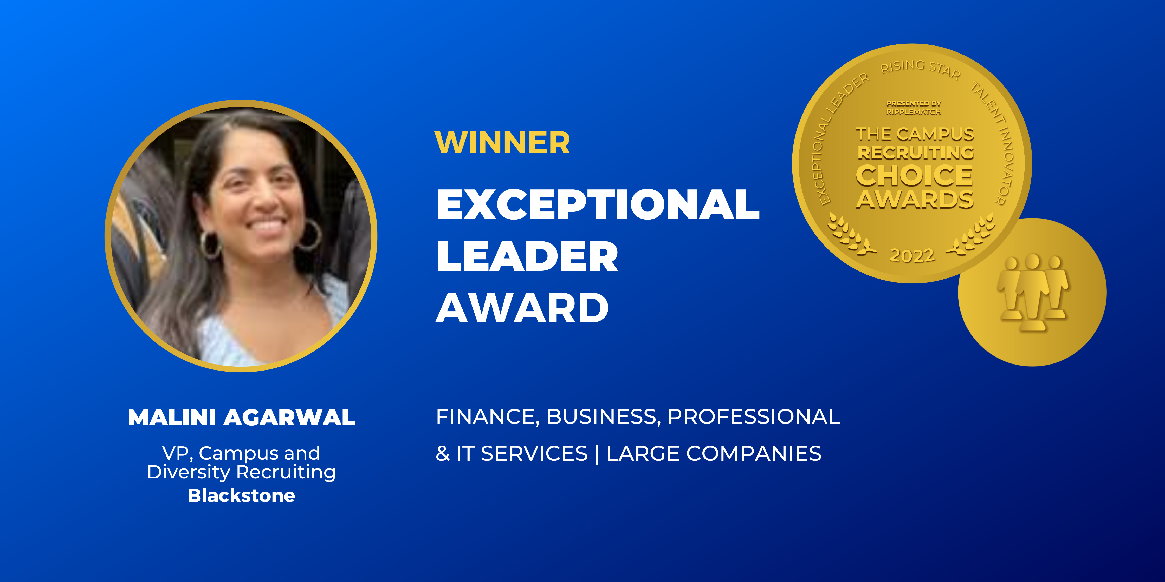 EXCEPTIONAL LEADER - Winner - Finance, Business, Professional & IT Services  Large Companies - Malini Agarwal