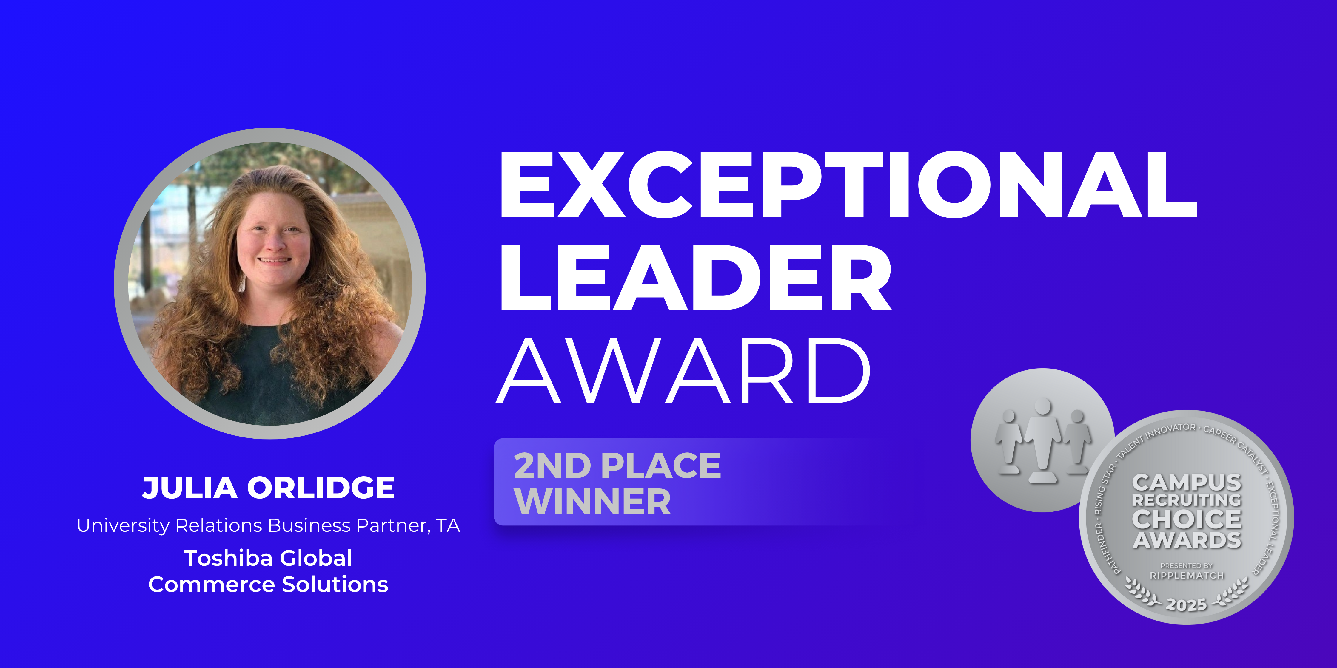 Exceptional Leader Award CRCA 2025 - 2nd Place Winner - Julia Orlidge Exceptional Leader Award CRCA 2025 - 2nd Place Winner - Julia Orlidge