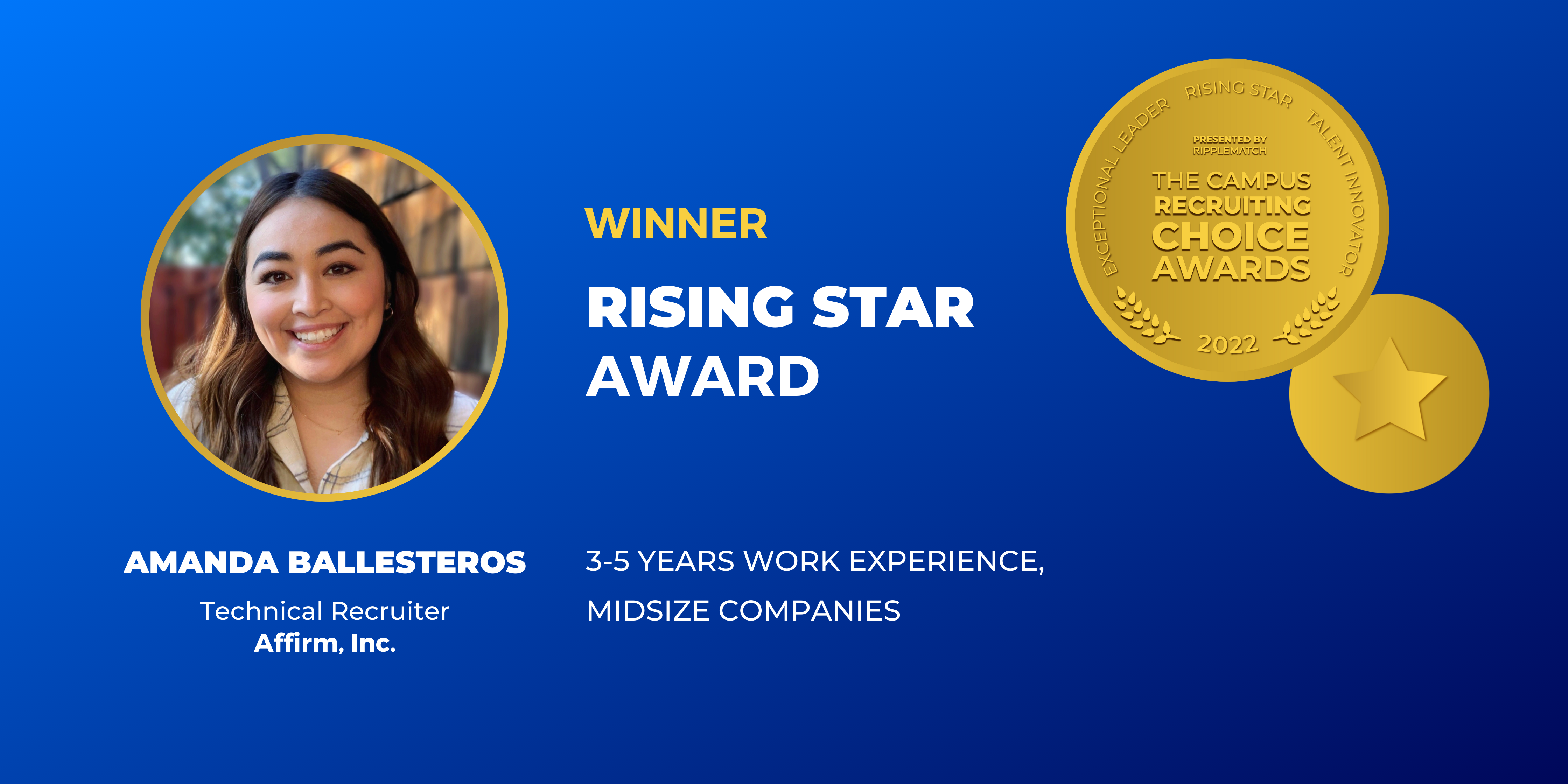 RISING STAR - Winner - 3-5 Years Work Experience, Midsize Companies - Amanda Ballesteros